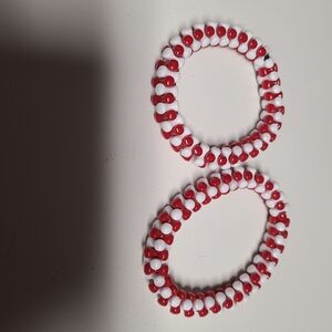 Elegant Red and White Beaded Bracelet